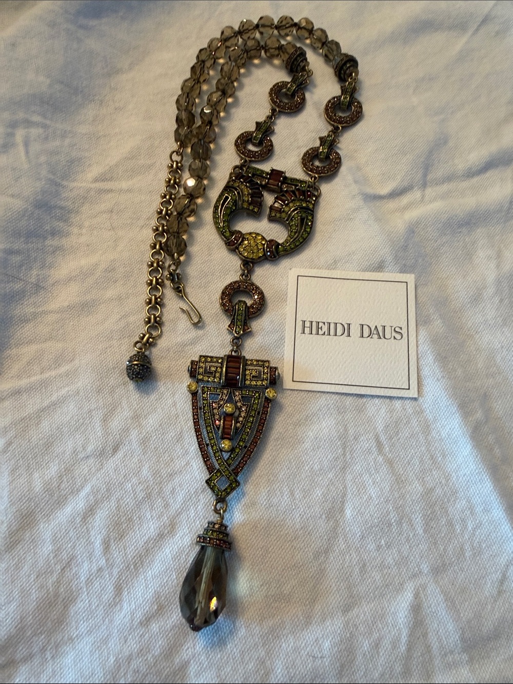 Vintage RARE Heidi Daus Accessory Necklace Smoky Quartz assorted gems